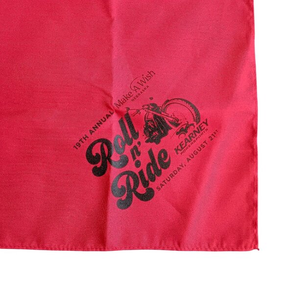 NOS 19th Annual Make-A-Wish Roll n Ride Red Bandana Hanky Nebraska Biker - Picture 1 of 3